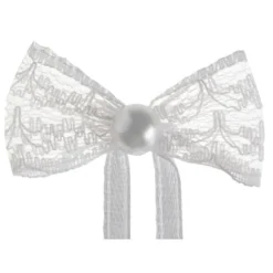 Petit Noeud En Dentelle Blanc Avec Ruban X 10 Pi Ces