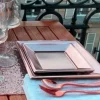 Petite Assiette En Plastique Carr E Rose Gold Chrome 18Cm X 8 Pi Ces