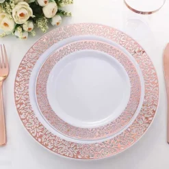 Petite Assiette Plastique Arabesque Rose Gold X 10 Pi Ces