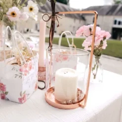 Photophore Broom Verre Et M Tal Rose Gold 25X16 Cm