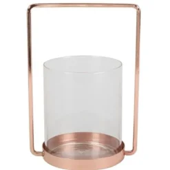 Photophore Broom Verre Et M Tal Rose Gold 25X16 Cm