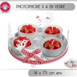 Photophore De Noel En Verre Rond X 4 Pi Ces