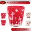Photophore De Noel En Verre Avec Bougie Rouge Blanc
