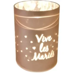 Photophore Led Rose Gold Vive Les Mari S Avec Coeur