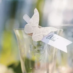 Pince Marque Place Papillon Jute Dentelle X 6 Pi Ces