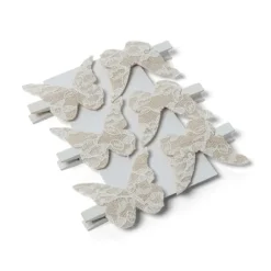 Pince Marque Place Papillon Jute Dentelle X 6 Pi Ces