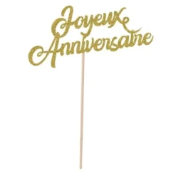 Pique G Teau Joyeux Anniversaire 20 Cm Or
