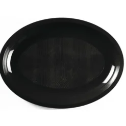 Plateau En Plastique Ovale Noir 32Cm X 25 Pi Ces