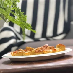 Plateau Ovale Blanc En Fibre De Canne A Sucre X 10 Pi Ces