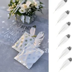 Plume Mariage Paillet Argent X 6 Pi Ces