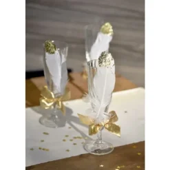 Plume Mariage Paillet Or X 6 Pi Ces