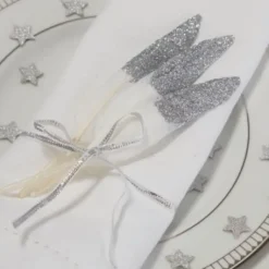 Plume Paillet Argent X 25 Pi Ces