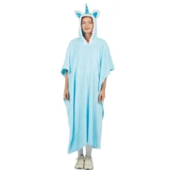 Poncho Licorne Bleu Ciel Taille Adulte
