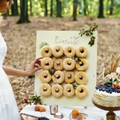 Pr Sentoir Donuts En Bois Naturel