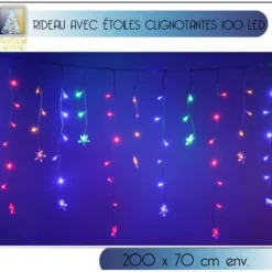 Rideau Lumineux Avec Etoile 100 Led Multicolores