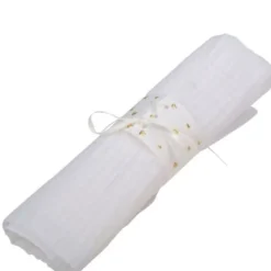 Rond De Serviette Blanc Petits Coeur Or X 10