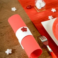 Rond De Serviette Ecru En Carton X 6 Pi Ces