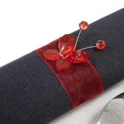 Rond De Serviette Mariage Papillon Rouge X 6 Pi Ces