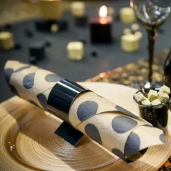 Rond De Serviette Noir En Carton X 6 Pi Ces