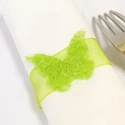 Rond De Serviette Papillon En Abaca Vert Anis X 6 Pi Ces