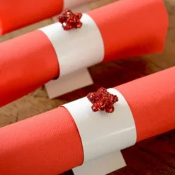 Rond De Serviette Rouge En Carton X 6 Pi Ces