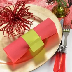 Rond De Serviette Vert Anis En Carton X 6 Pi Ces