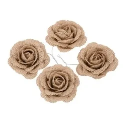 Rose En Jute Pour Deco De Table Mariage X 4 Pi Ces