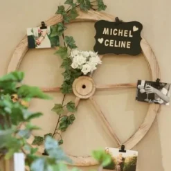 Roue Bois Porte Photo Champetre