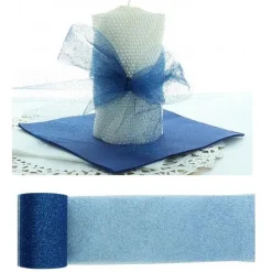 Rouleau De Tulle Paillet Bleu Marine 8Cm