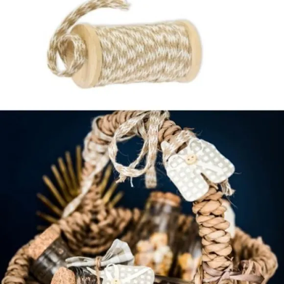 Ruban Bicolore Jute Et Ivoire