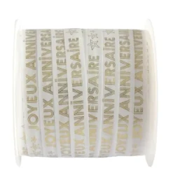Ruban Bolduc Joyeux Anniversaire Or 10Mm X 25 M Tres