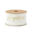 Ruban Effiloch Mousseline Bapt Me Blanc Et Or