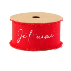 Ruban Effiloch Mousseline Je T'Aime Rouge Et Blanc