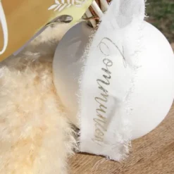 Ruban Effiloch Mousseline Communion Blanc Et Or