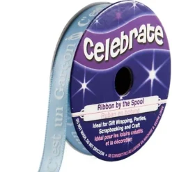 Ruban En Bobine Satin Bleu Imprim Blanc C'Est Un Gar On