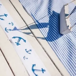 Ruban En Lin Blanc Avec Ancre 8Cm X 3 M Tres