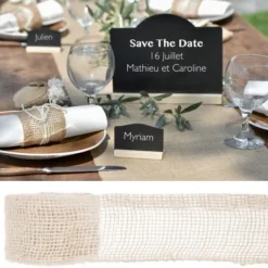 Ruban Large En Jute Blanc 70Mm