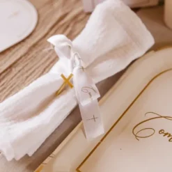 Ruban Satin Communion Croix Blanc Et Or