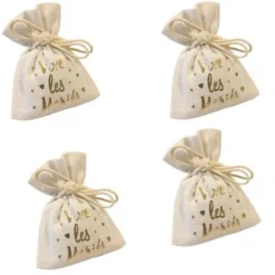 Sac A Dragees Coton Vive Les Mari S Or X 4