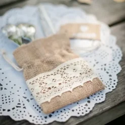 Sac Drag Es Avec Jute Et Dentelle X 5 Pi Ces