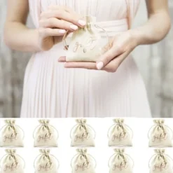 Sac Drag Es En Coton Gift Rose Gold X 10 Pi Ces