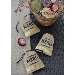 Sac Drag Es Merci En Jute Naturel X 4 Pi Ces