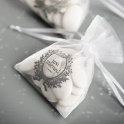 Sac Drag Es Organza Just Married Blanc X10 Pi Ces