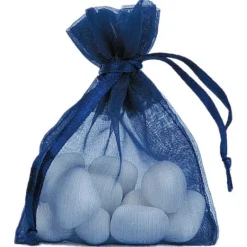 Sac Dragees En Organza Bleu Marine X 10 Pi Ces