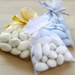 Sac Dragees Organza Blanc Pas Cher X 10 Pi Ces