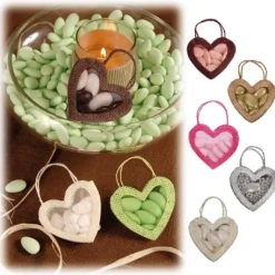 Sacs Drag Es Coeur En Paille Et Organza X 5 Pi Ces