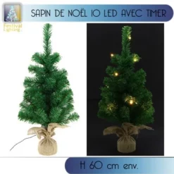 Sapin De Noel Fibre Optique 10 Led Avec Timer