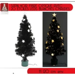 Sapin De Noel Noir Fibre Optique 120Cm