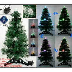 Sapin Fibre Optique 11 Led 80Cm
