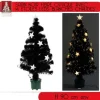 Sapin Noir Fibre Optique 14 Leds Blanches